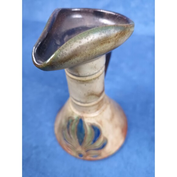 Mid Century Stoneware Vintage Pottery Hand Painted Small Liquor Pitcher - Picture 7 of 10